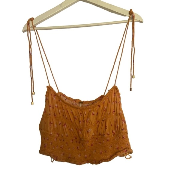 Free People Kaia Women Tangerine Floral Top Size XL - Picture 1 of 10